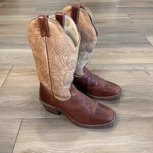 Boulet Vintage Cowboy-Western Boots Men’s 8.5 Brown Leather Made in Canada